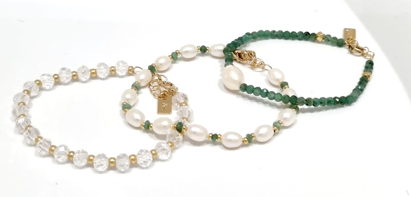 Pearl and Emerald Accent Bracelet