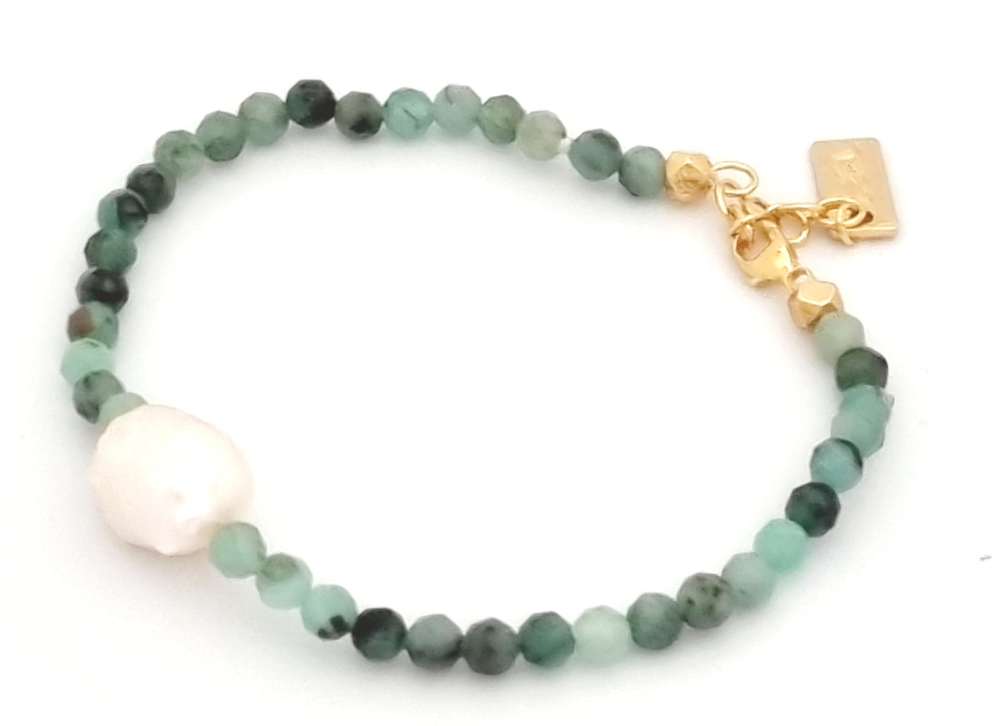 Pearl and Emerald Gemstone Bracelet