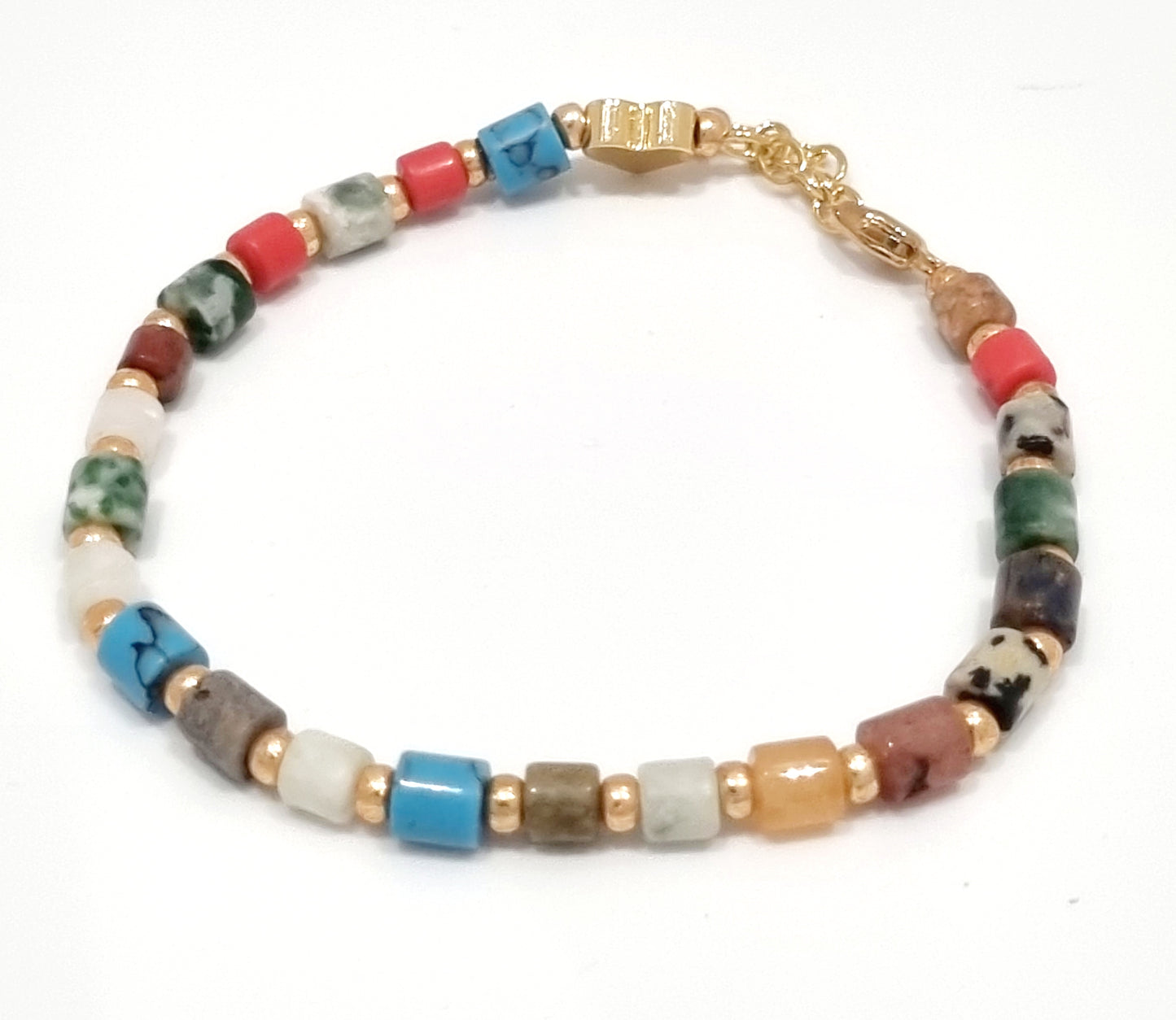 Mixed Gemstone and Gold Accent Bracelet