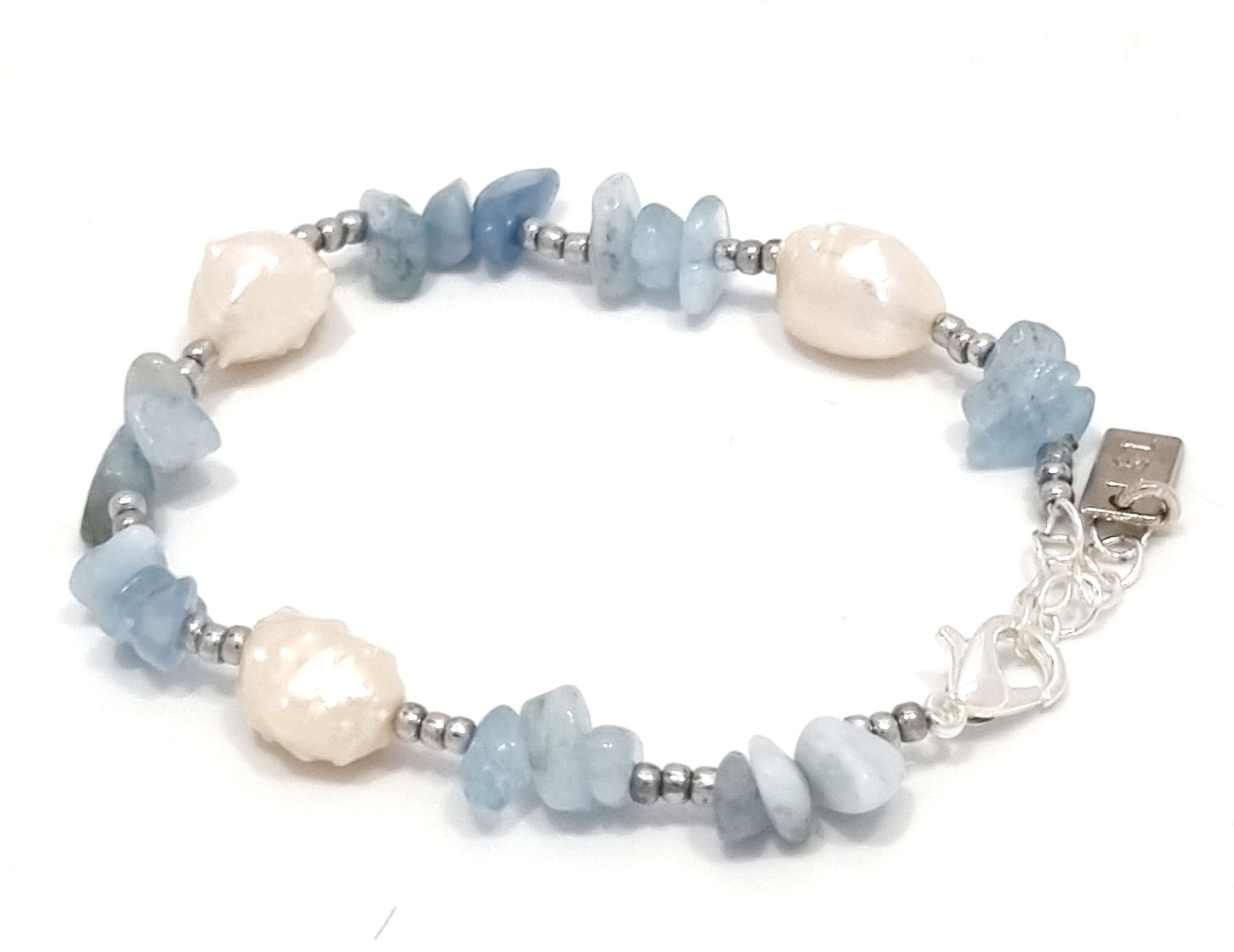 Pearl and Blue Crystal Bracelet