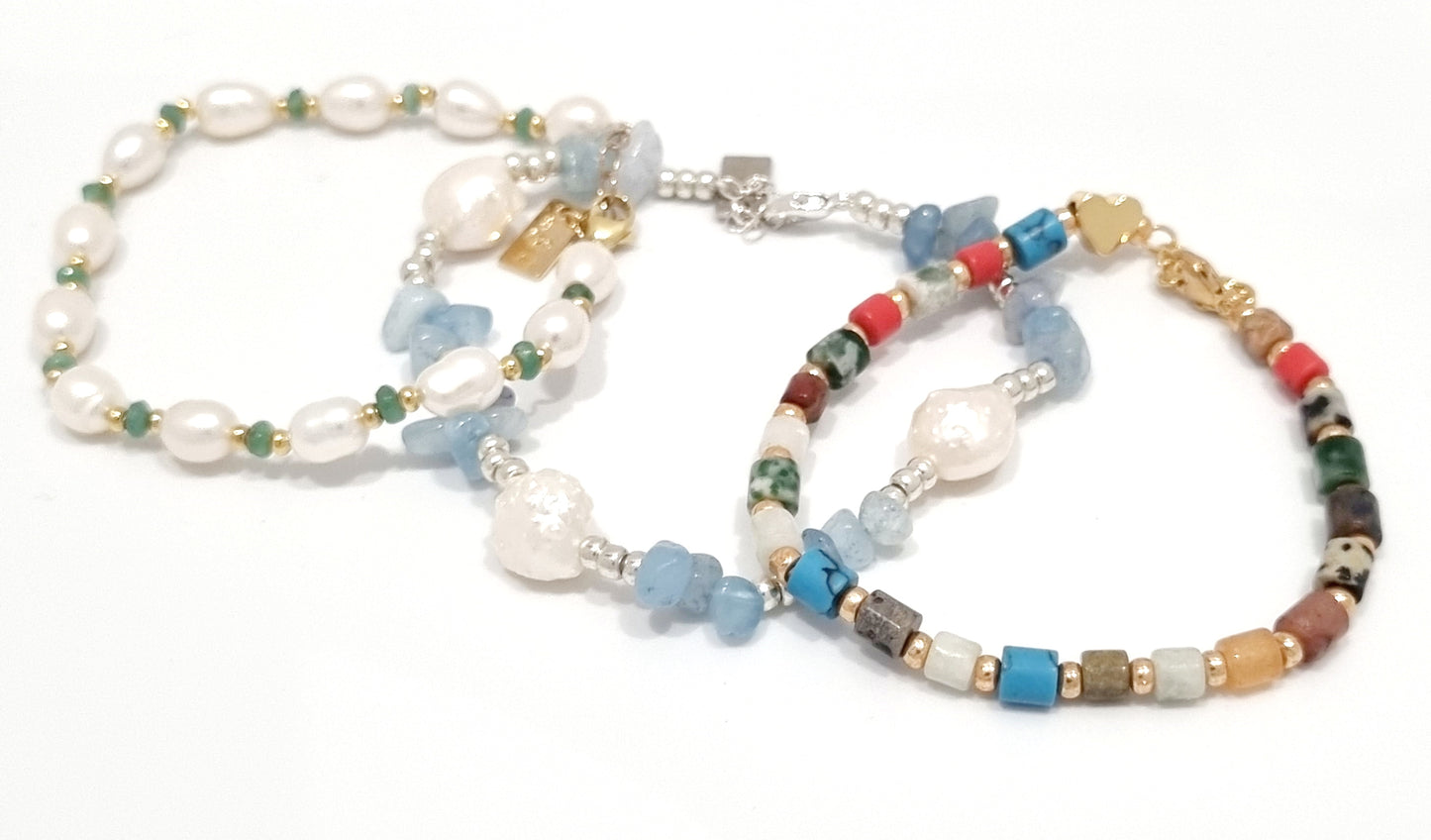 Pearl and Blue Crystal Bracelet