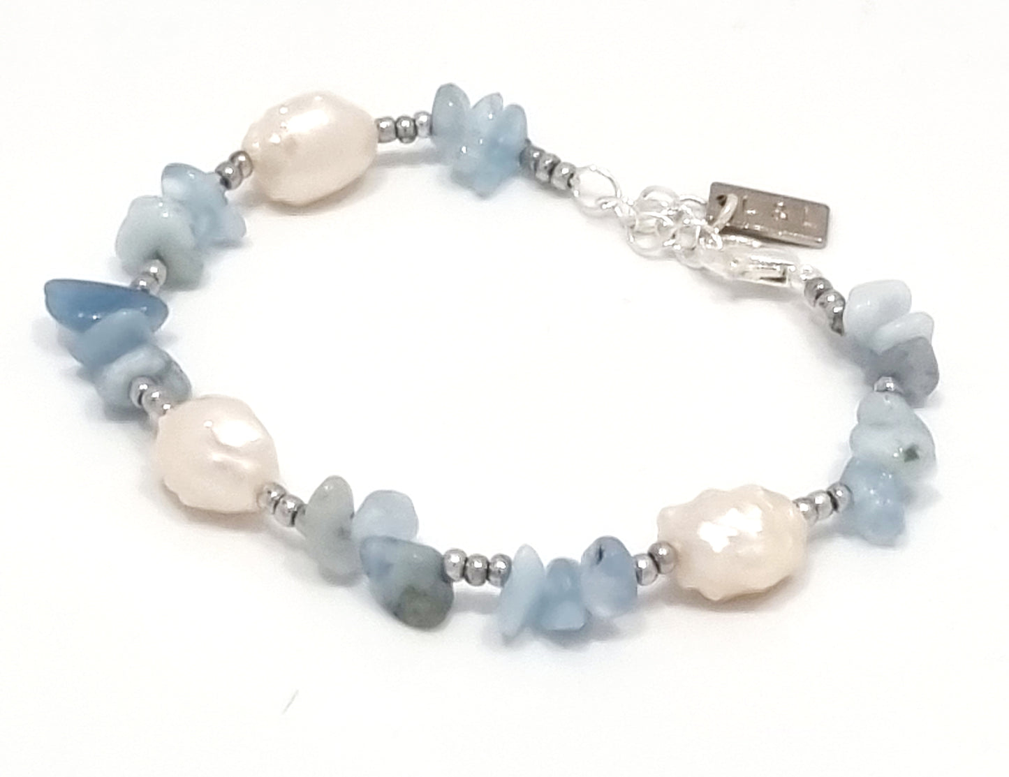 Pearl and Blue Crystal Bracelet