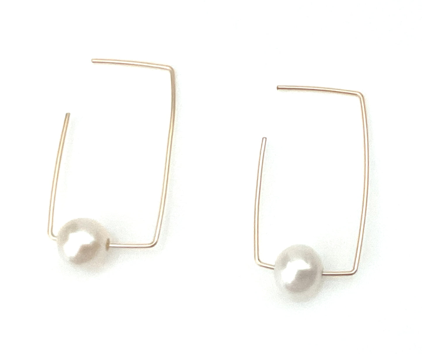 Hand Formed Rectangle Pearl Earrings