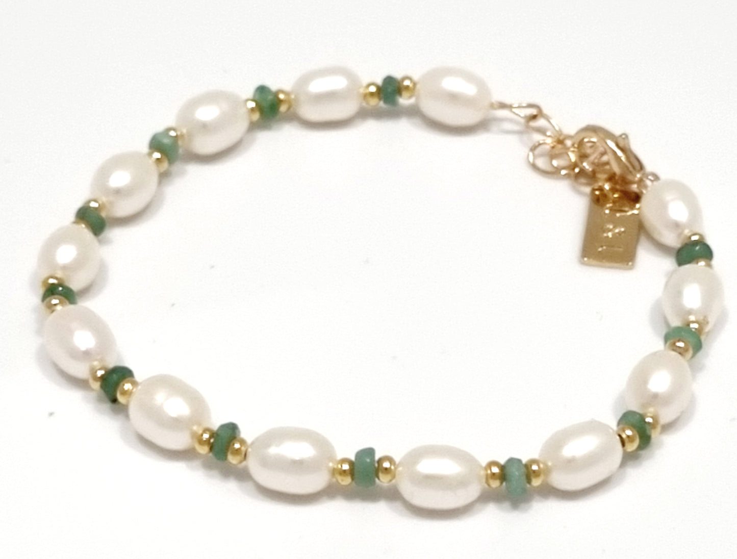 Pearl and Emerald Accent Bracelet