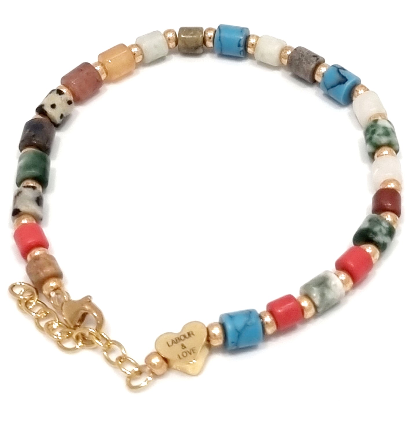 Mixed Gemstone and Gold Accent Bracelet